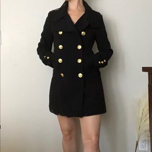 Black military-style coat